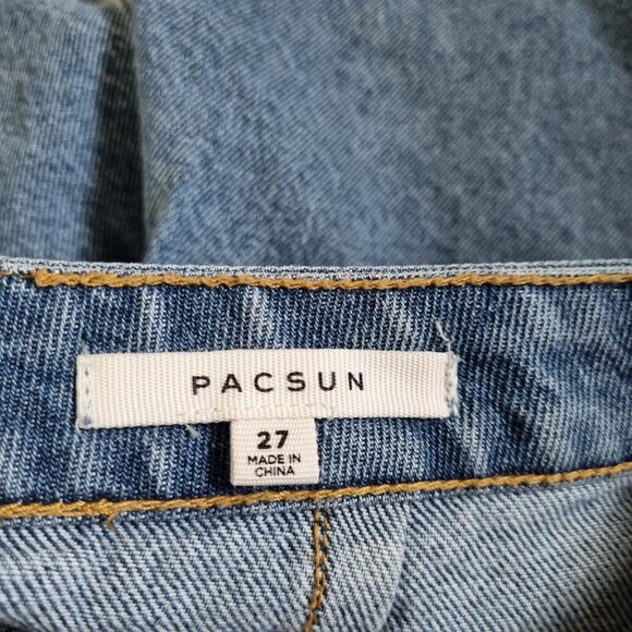 PacSun Light Wash Denim Mini Skirt with Exposed Back Zipper Size 27 - Picture 4 of 6